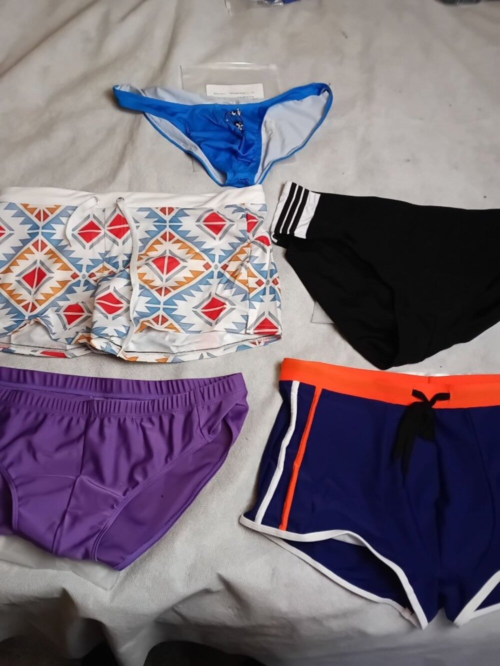 5 pc Lot Mens Bathing Suit Swim Briefs XXL NEW Solid Aztec Monster